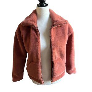 FOREVER 21 GIRLS Cinammon Coloured Faux Fur Cropped Zippered Fall Jacket US S